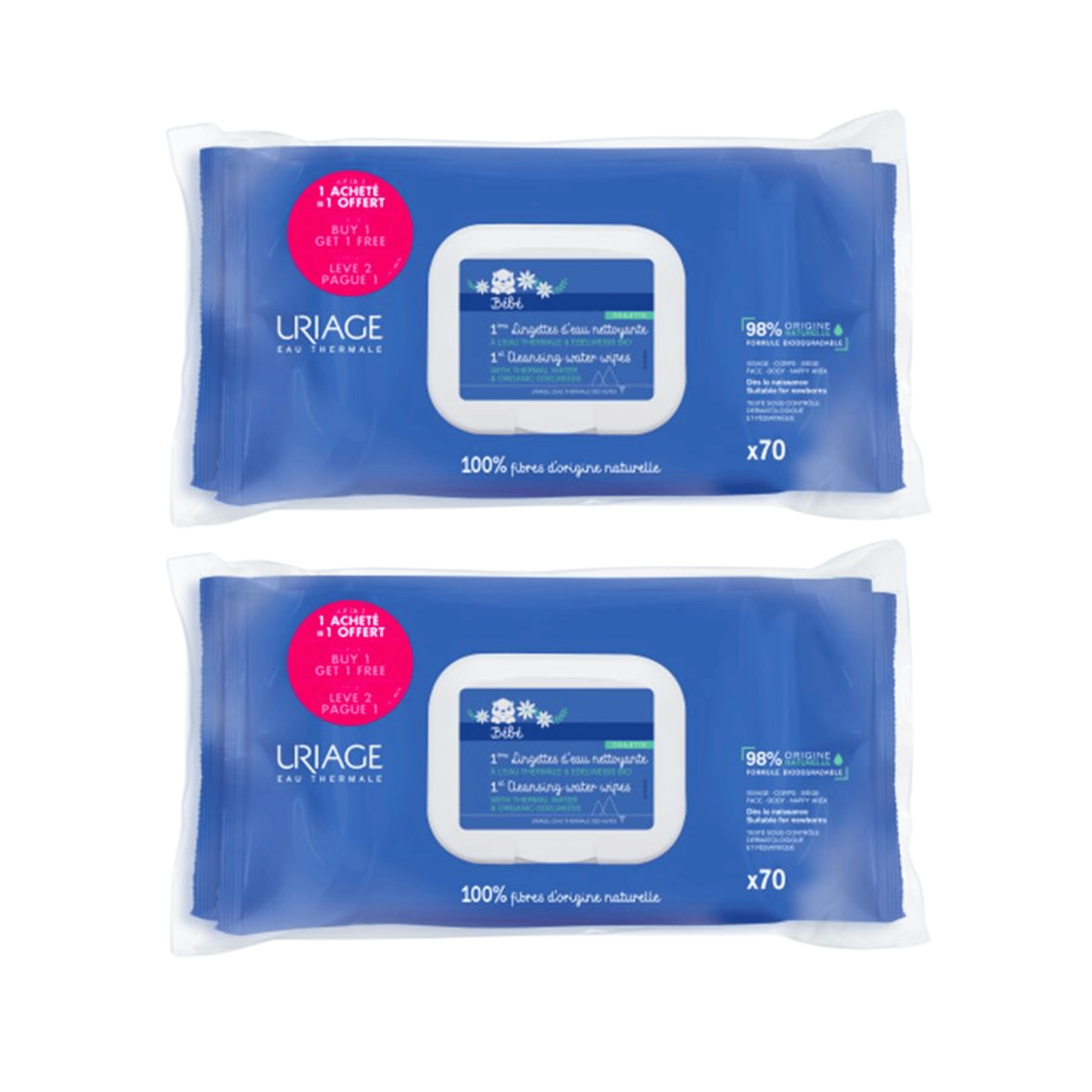 Uriage 1ere Lingettes Nettoyant Duo 2x70