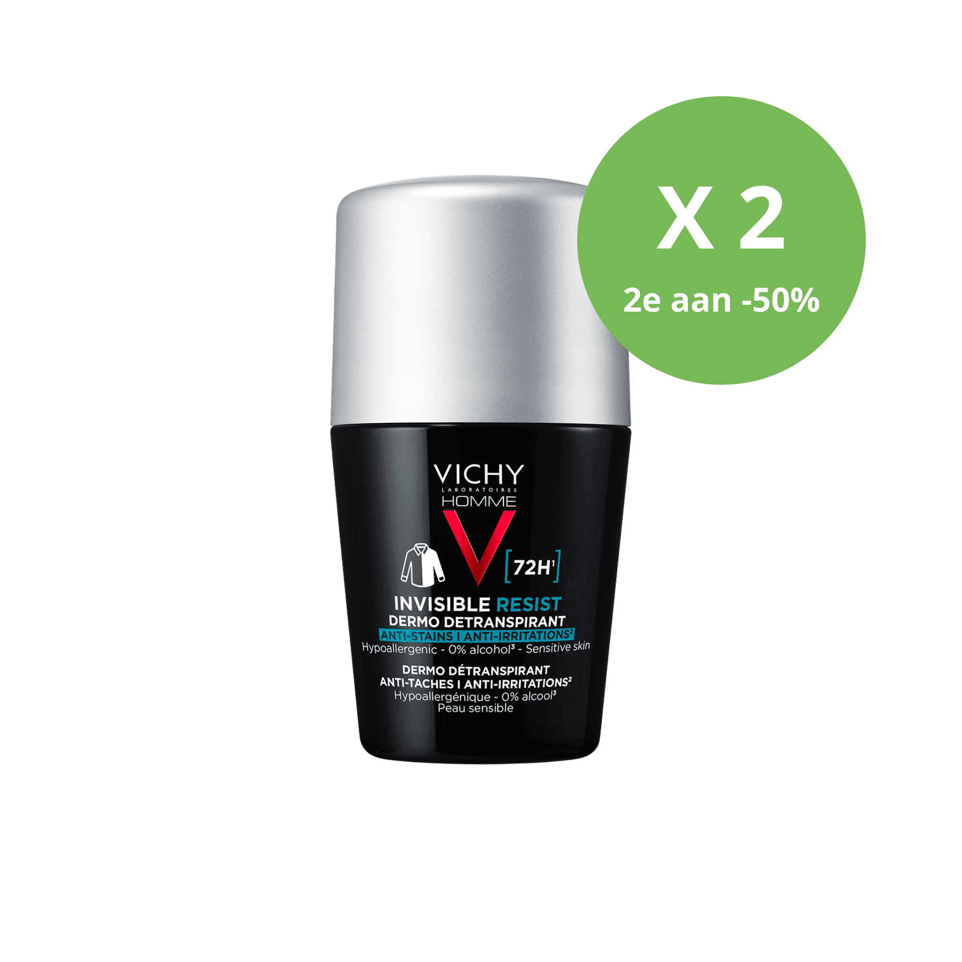 Vichy Homme Invisible Resist Dermo-Detranspirant 72U Roller