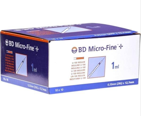 BD Micro-Fine Insulinespuit 1 ml + nNaald 0,33 x 12,7 mm BD Micro-Fine Insulinespuit 1 ml + nNaald 0,33 x 12,7 mm