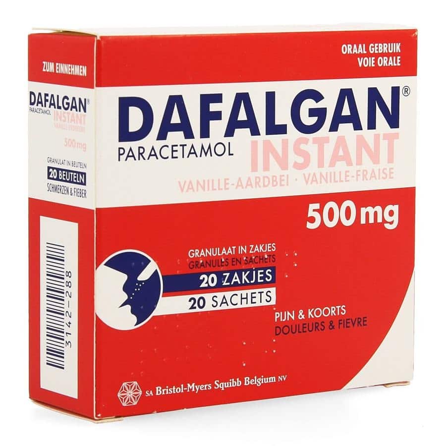 Dafalgan Instant Vanille/Aardbei 500 mg