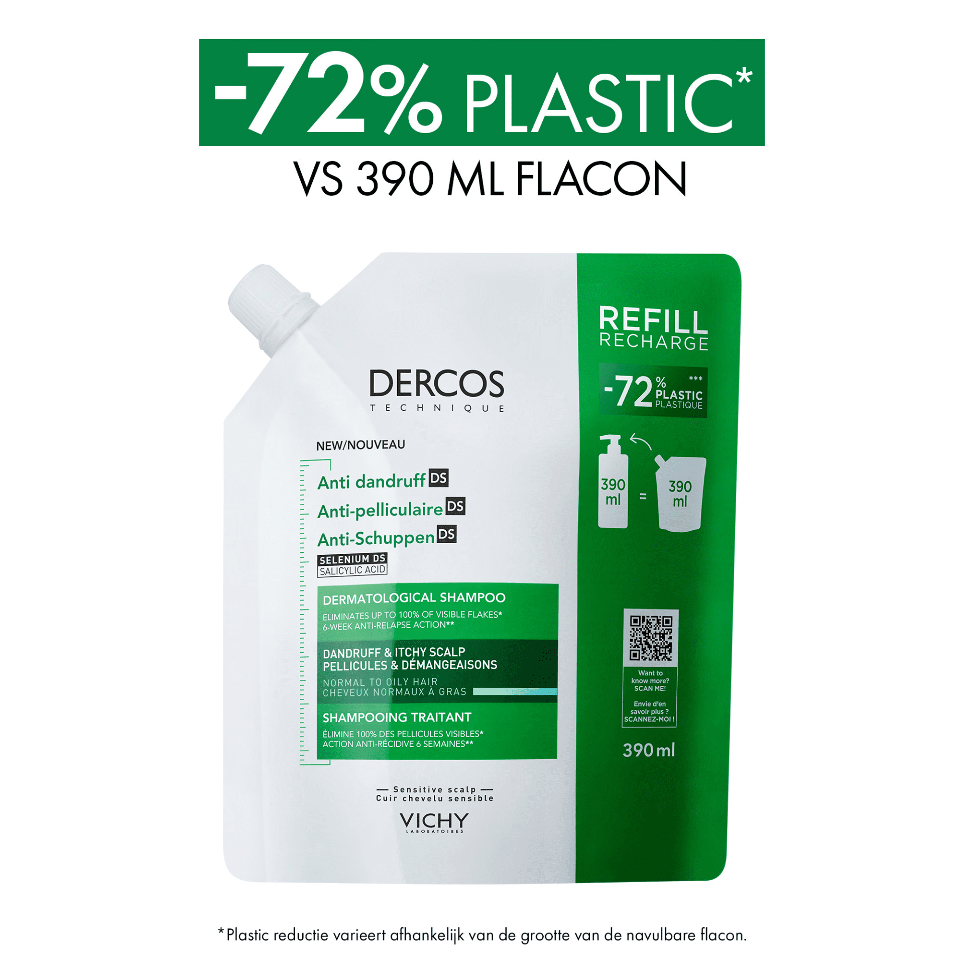 Vichy Dercos Anti-Roos DS Normaal tot Vet Haar Vichy Dercos Anti-Roos DS Normaal tot Vet Haar