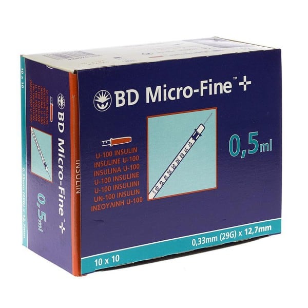 BD Micro-Fine Insulinespuit 0,5 ml + Naald 0,33 x 12,7 mm BD Micro-Fine Insulinespuit 0,5 ml + Naald 0,33 x 12,7 mm