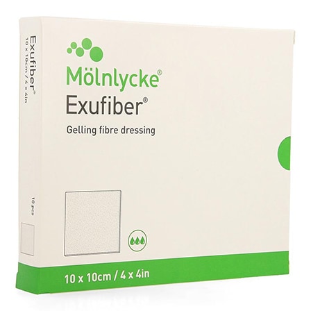 Exufiber Gelvormend Vezelverband 10 X 10cm Exufiber Gelvormend Vezelverband 10 X 10cm