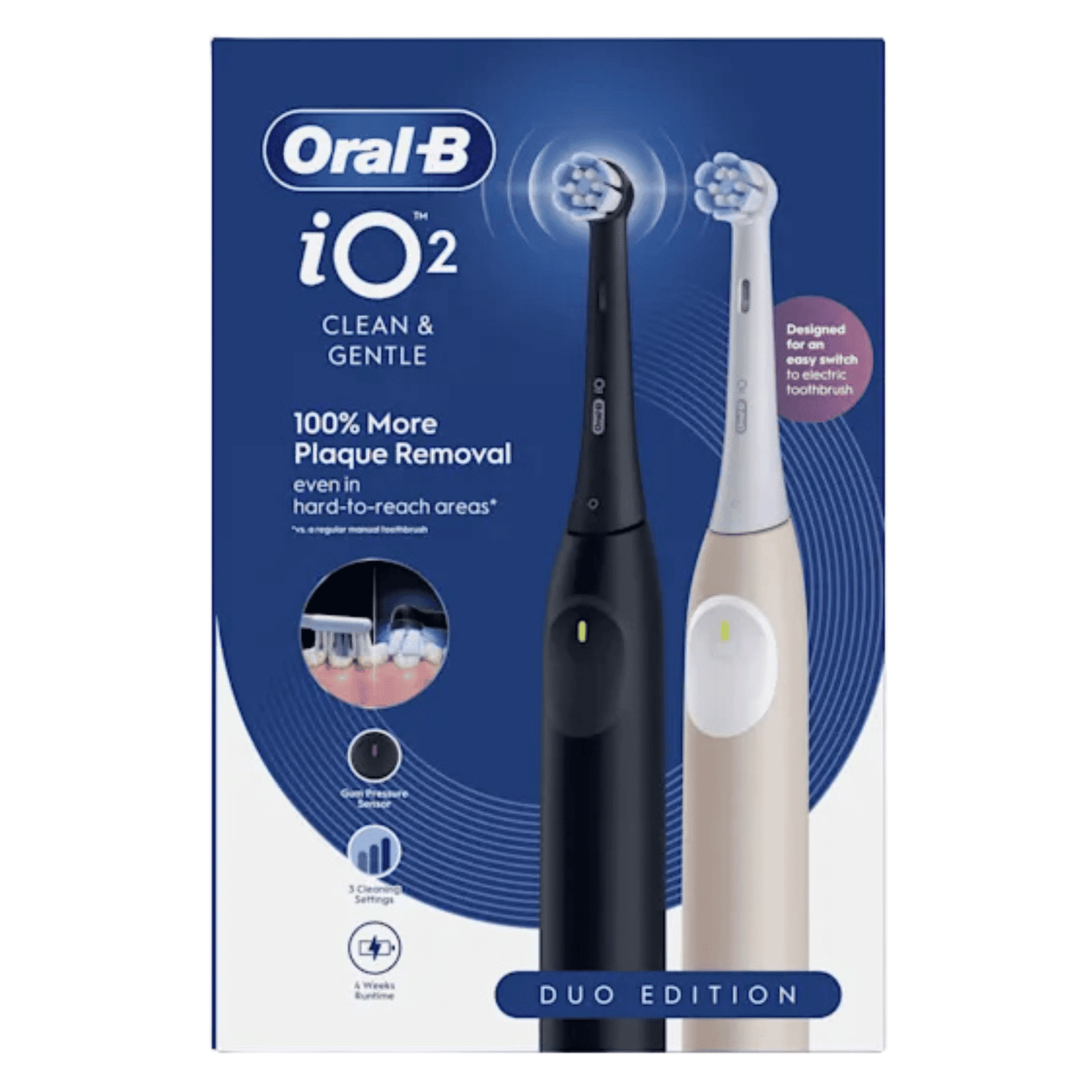 Oral-B iO 2 Elektrische Tandenborstels Zwart & Roze Duoverpakking + 4 Opzetborstels