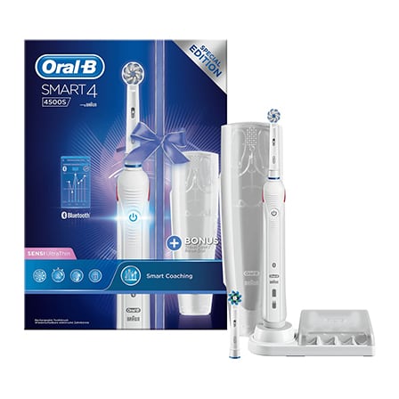 Oral B Elektrische Tandenborstel Smart 4500S Wit + Travel Case Limited Edition*