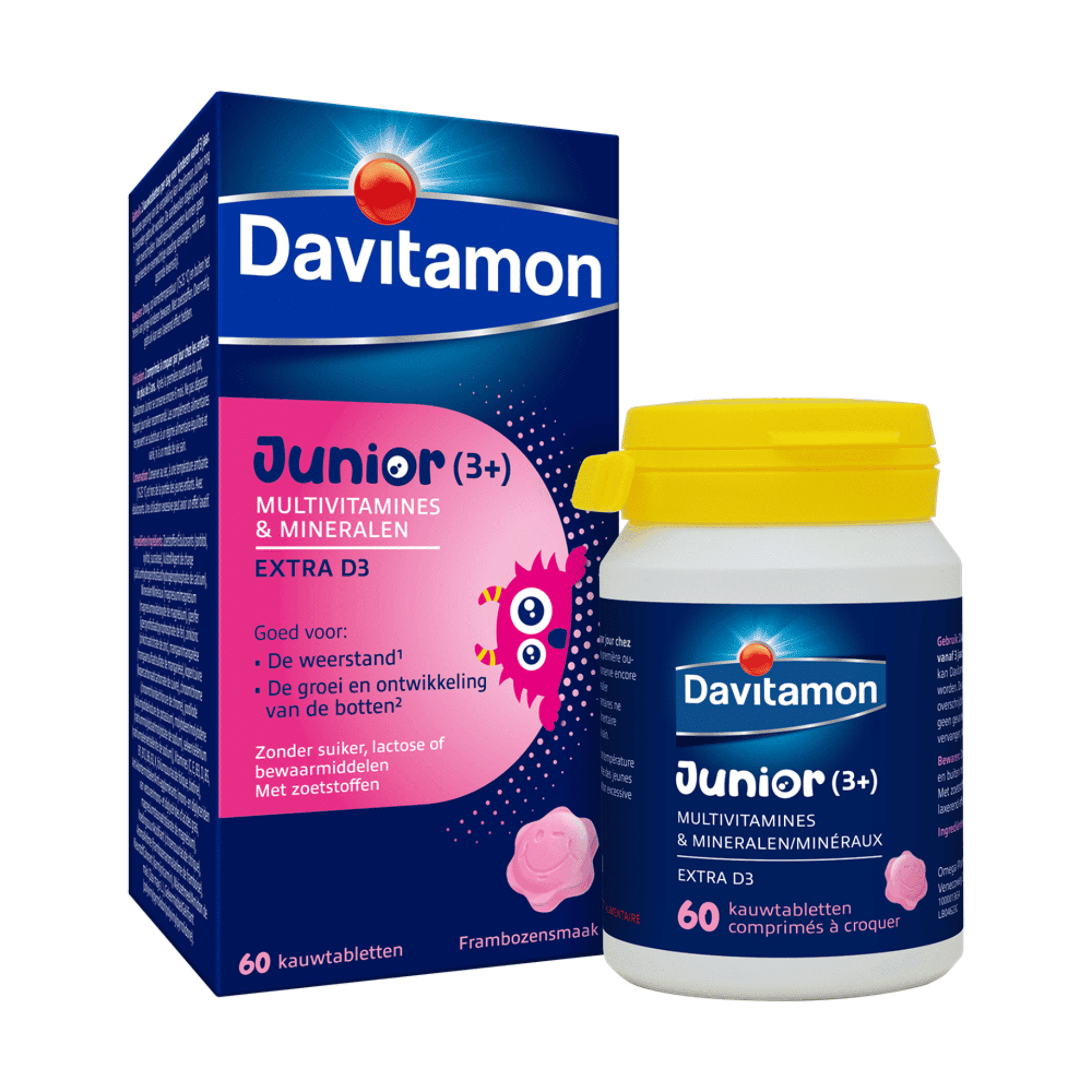 Davitamon Junior Multivitamines & Mineralen Frambozen Davitamon Junior Multivitamines & Mineralen Frambozen