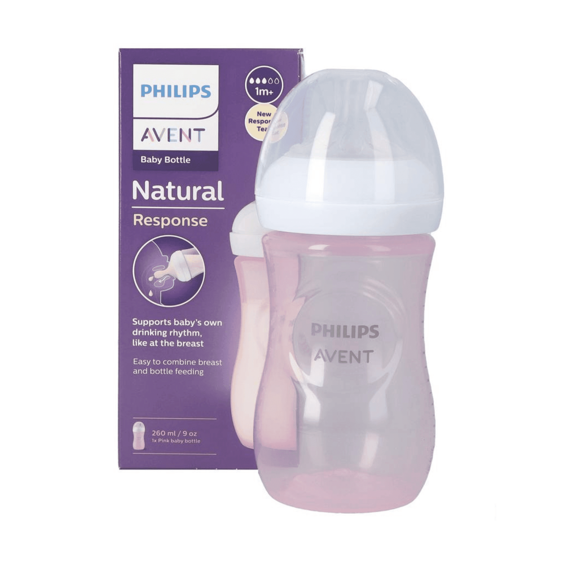 Philips Avent Natural Response 3.0 Zuigfles Roze 260ml Philips Avent Natural Response 3.0 Zuigfles Roze 260ml