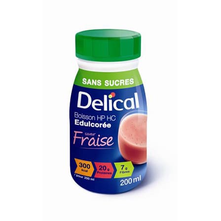 Delical Melkdrank HP-HC Aardbei zonder suiker met zoetstoffen Delical Melkdrank HP-HC Aardbei zonder suiker met zoetstoffen