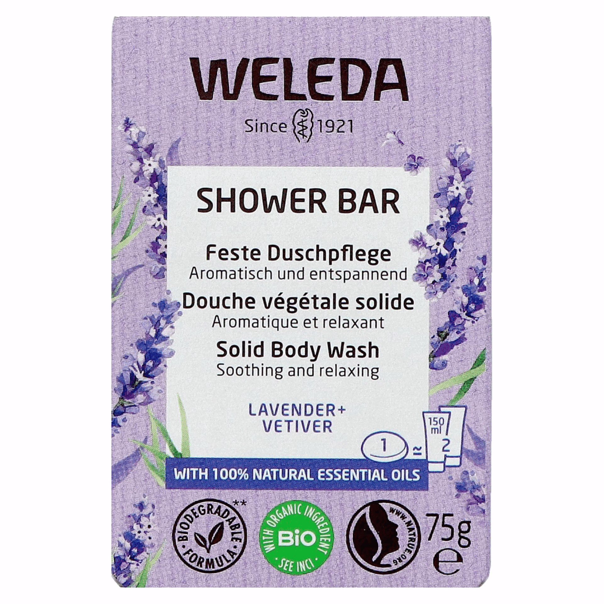 Weleda Shower Bar Lavande + Vetiver 75g Weleda Shower Bar Lavande + Vetiver 75g