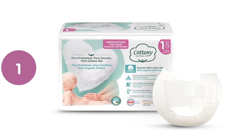 Cottony Baby Luiers Maat 1 2/5 kg Cottony Baby Luiers Maat 1 2/5 kg