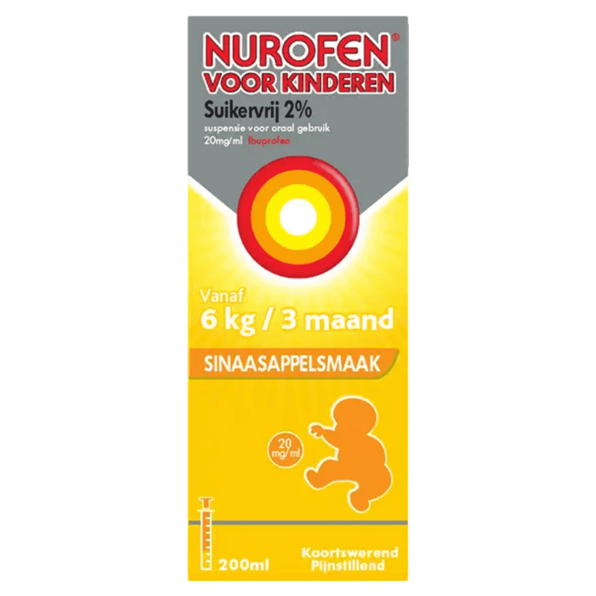 Nurofen voor Kinderen Siroop Suikervrij 2% Sinaasappel Nurofen voor Kinderen Siroop Suikervrij 2% Sinaasappel