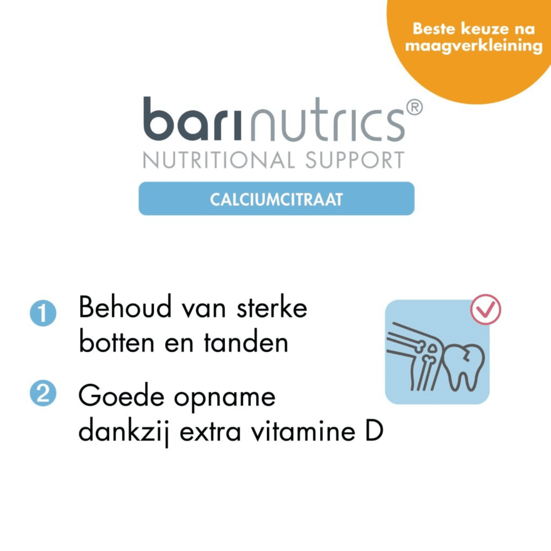 BariNutrics Calciumcitraat + Vitamine D Citrus BariNutrics Calciumcitraat + Vitamine D Citrus