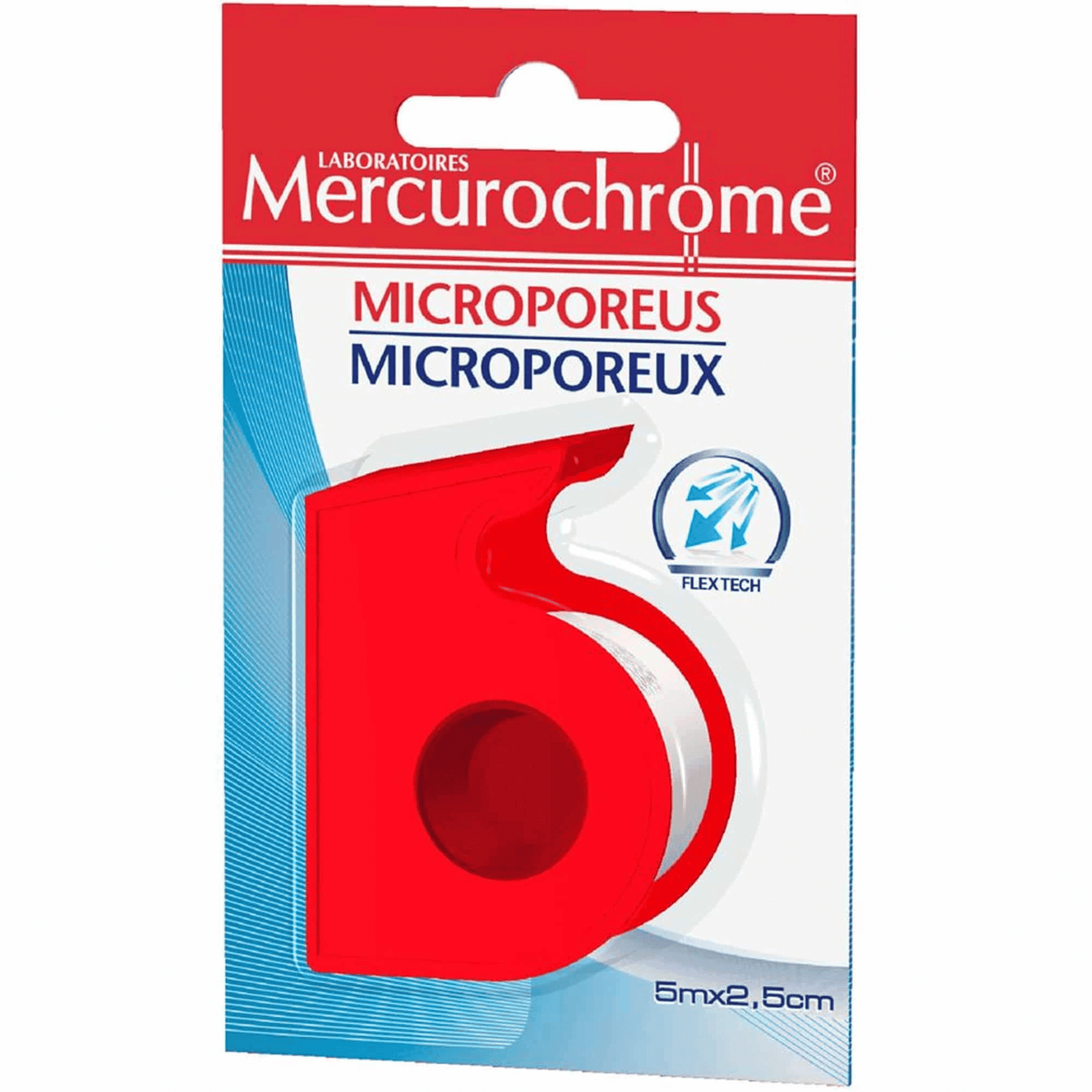 Mercurochrome Pleister Microporeus 5 m x 2,5 cm 1 stuk