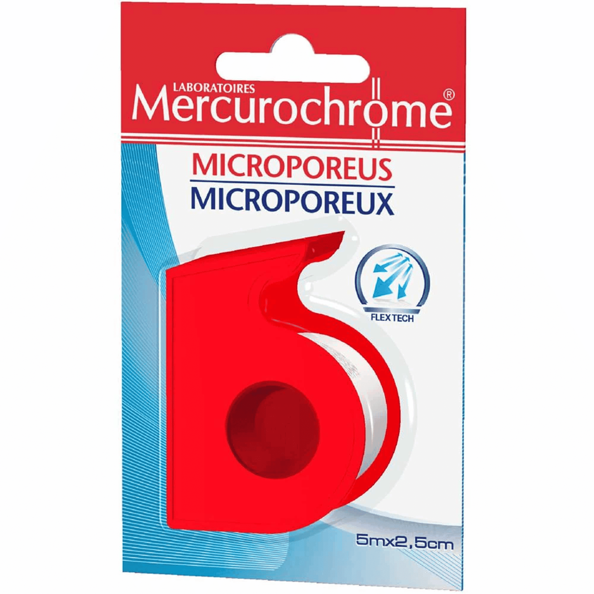 Mercurochrome Pleister Microporeus 5 m x 2,5 cm 1 stuk Mercurochrome Pleister Microporeus 5 m x 2,5 cm 1 stuk