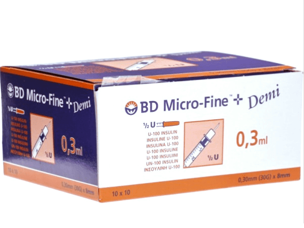 BD Micro-Fine+ Insulinespuit 0,3 ml + Naald 0,30 x 8 mm BD Micro-Fine+ Insulinespuit 0,3 ml + Naald 0,30 x 8 mm