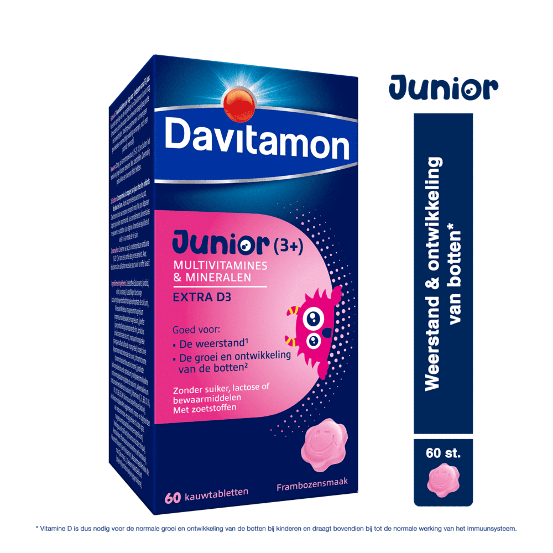Davitamon Junior Multivitamines & Mineralen Frambozen Davitamon Junior Multivitamines & Mineralen Frambozen