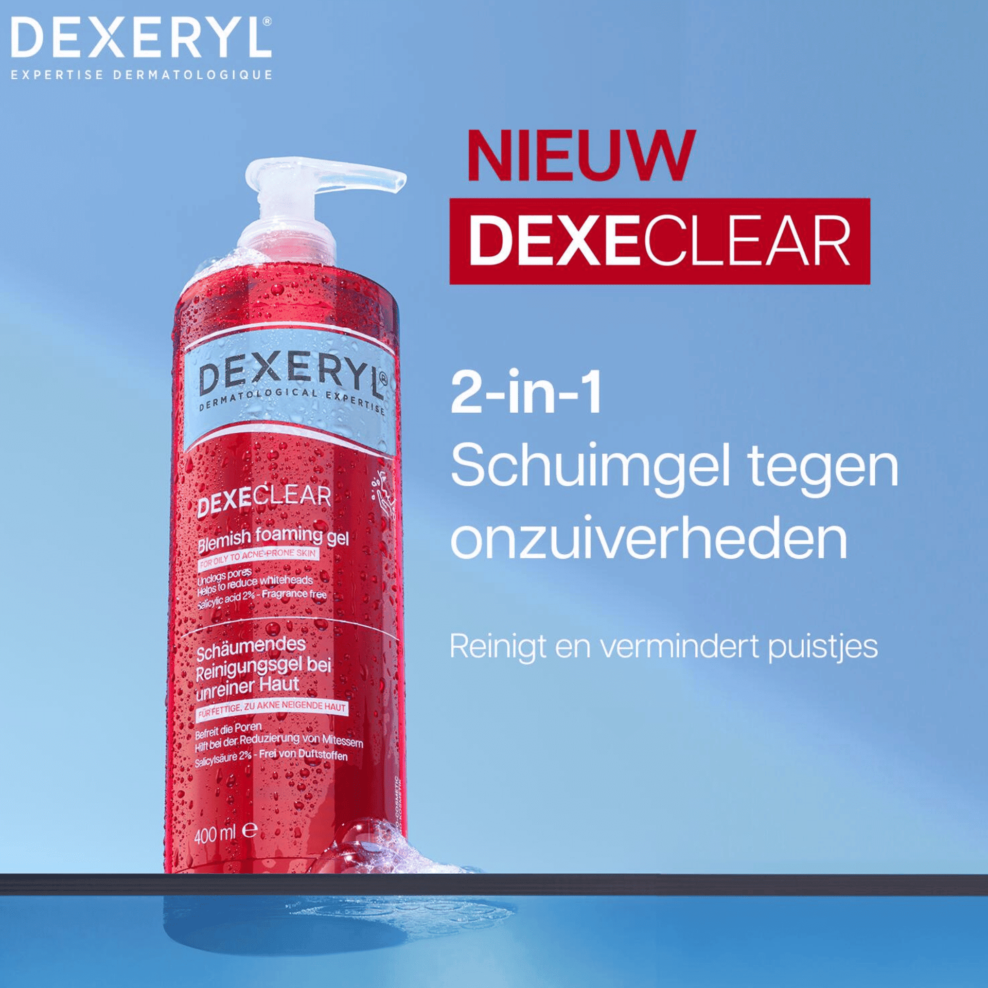 Dexeryl Dexeclear Schuimende Gel tegen Onzuiverheden Dexeryl Dexeclear Schuimende Gel tegen Onzuiverheden