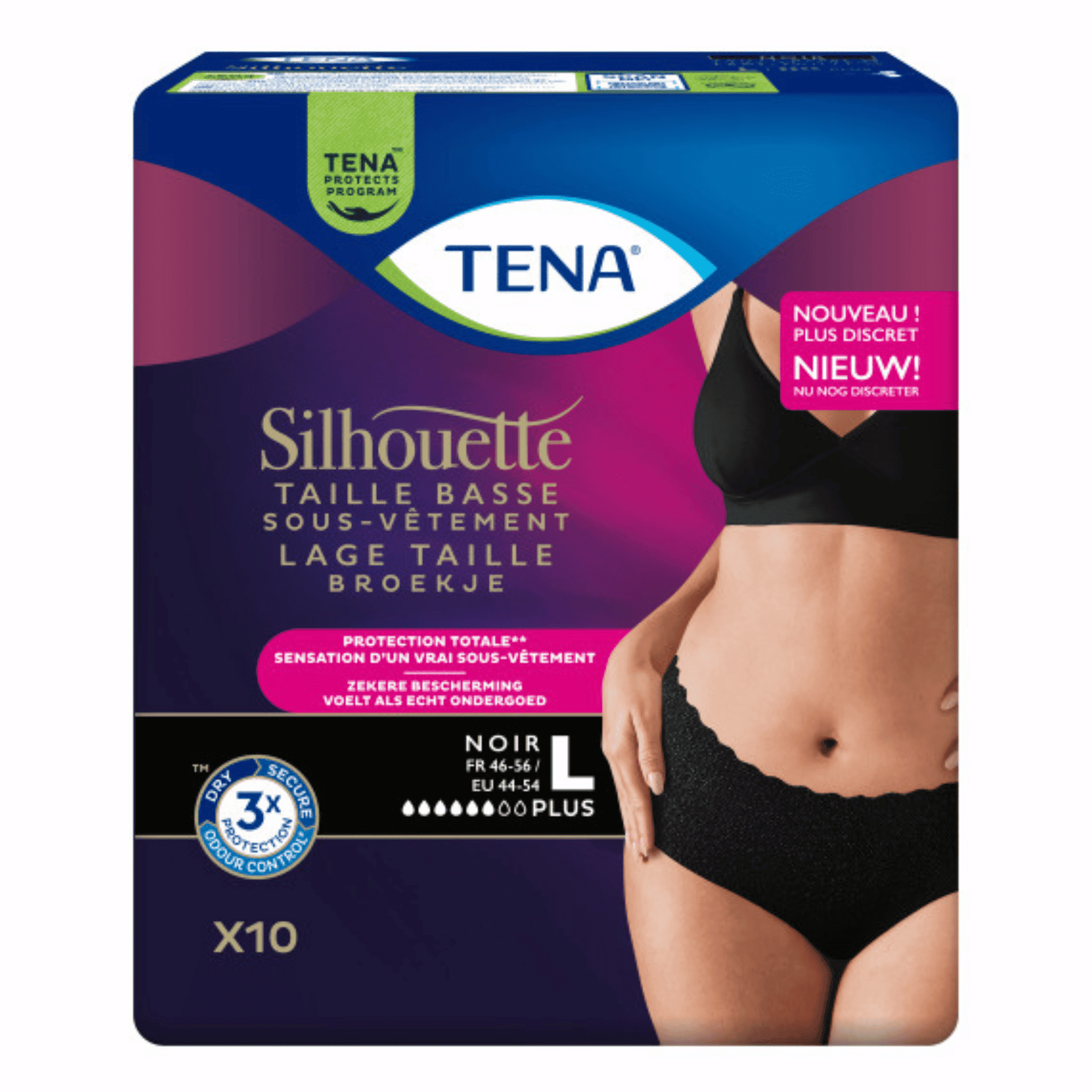 Tena Silhouette Plus Noir Taille Basse M 12 780203 Tena Silhouette Plus Noir Taille Basse M 12 780203