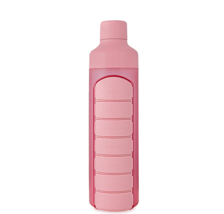 Yos Water Bottle & Pill Box Weekly Perfect Pink Yos Water Bottle & Pill Box Weekly Perfect Pink