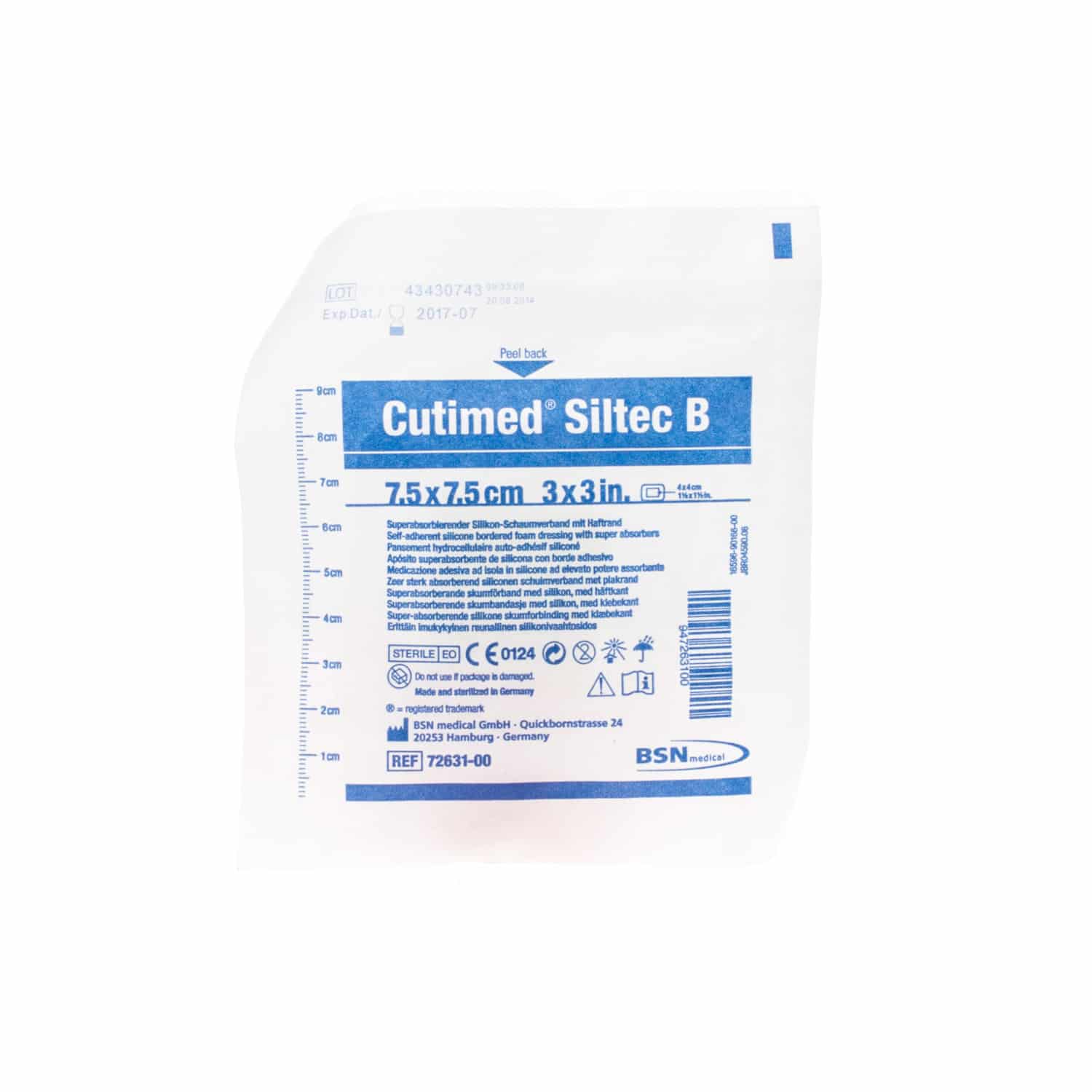 Cutimed Siltec B Steriel 7,5 x 7,5 cm Cutimed Siltec B Steriel 7,5 x 7,5 cm