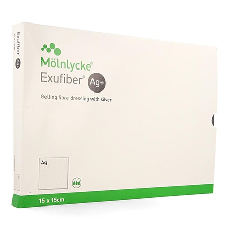 Exufiber Ag+ Gelling Fibre Dressing 15 X 15cm Exufiber Ag+ Gelling Fibre Dressing 15 X 15cm
