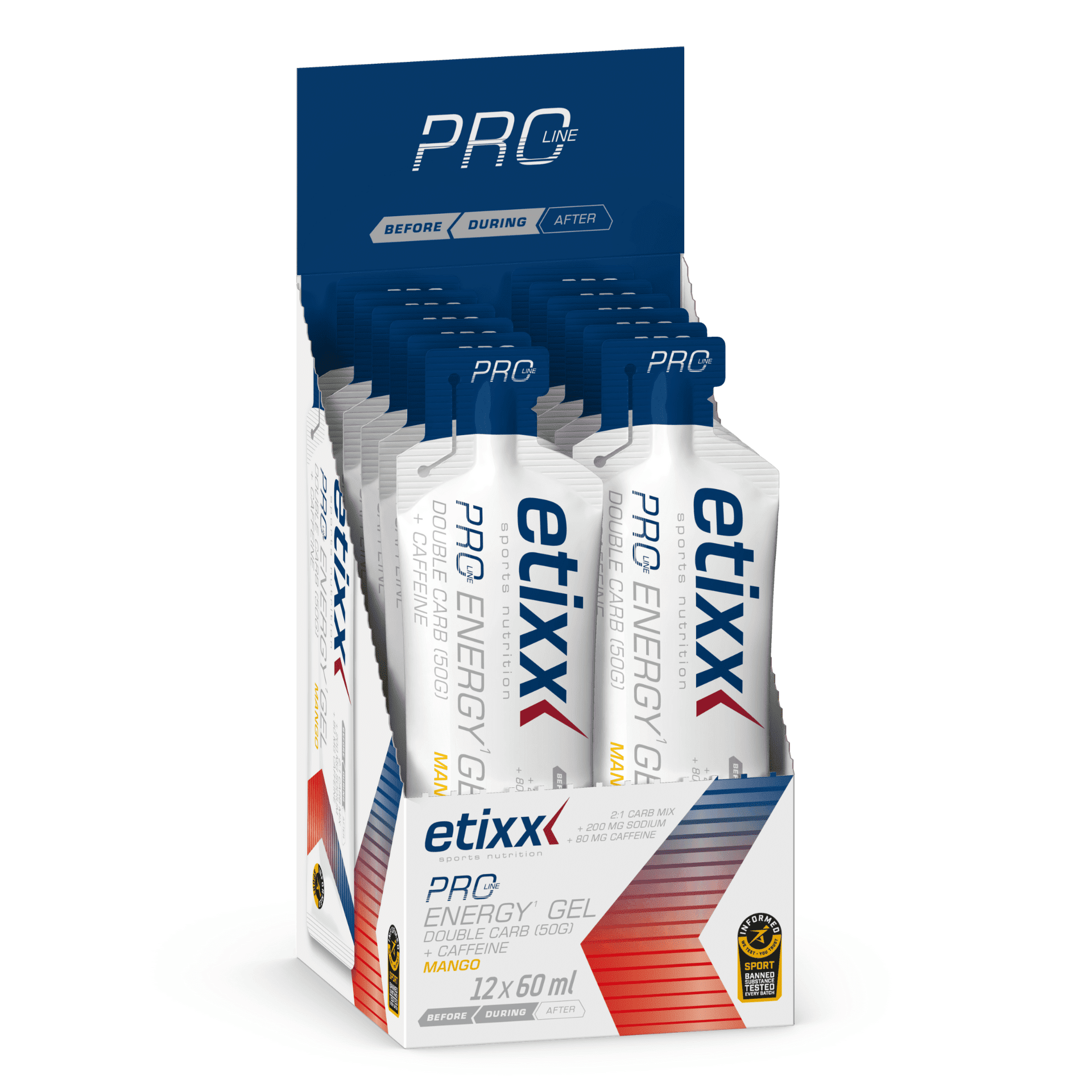 Etixx Double Carb Energ.gel Line+caff.mango12x60ml Etixx Double Carb Energ.gel Line+caff.mango12x60ml