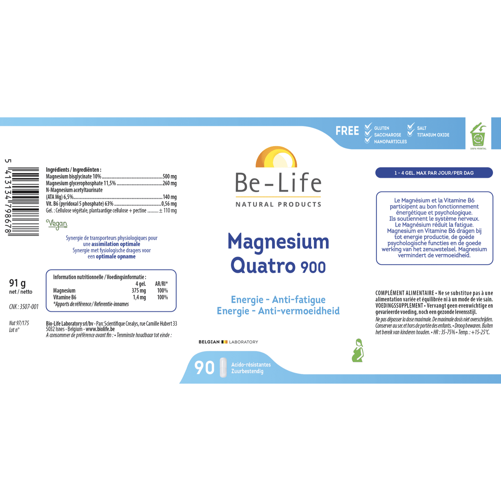 Be-Life Magnesium Quatro 900 90 capsules