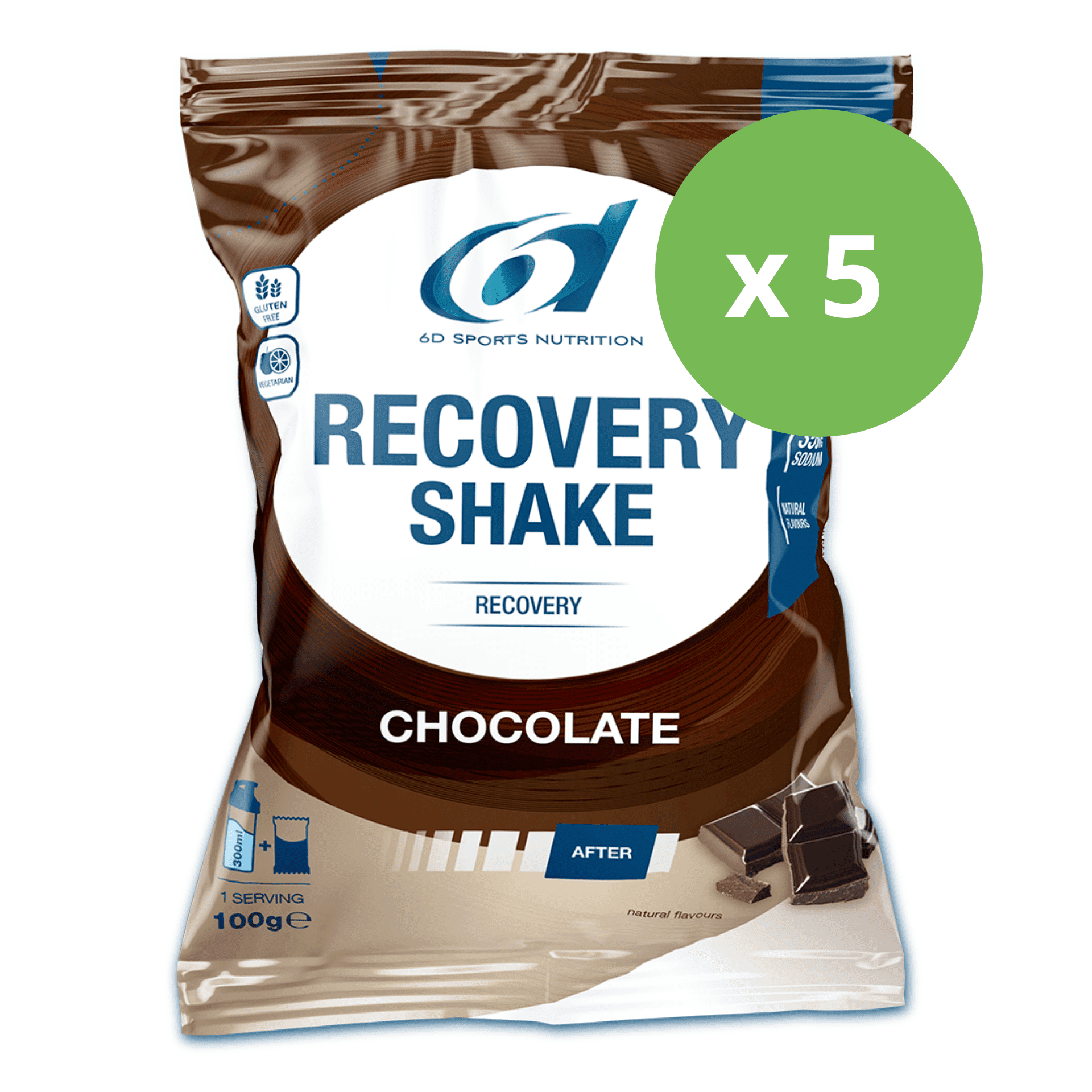 6d Recovery Shake Chocolate 5x100g