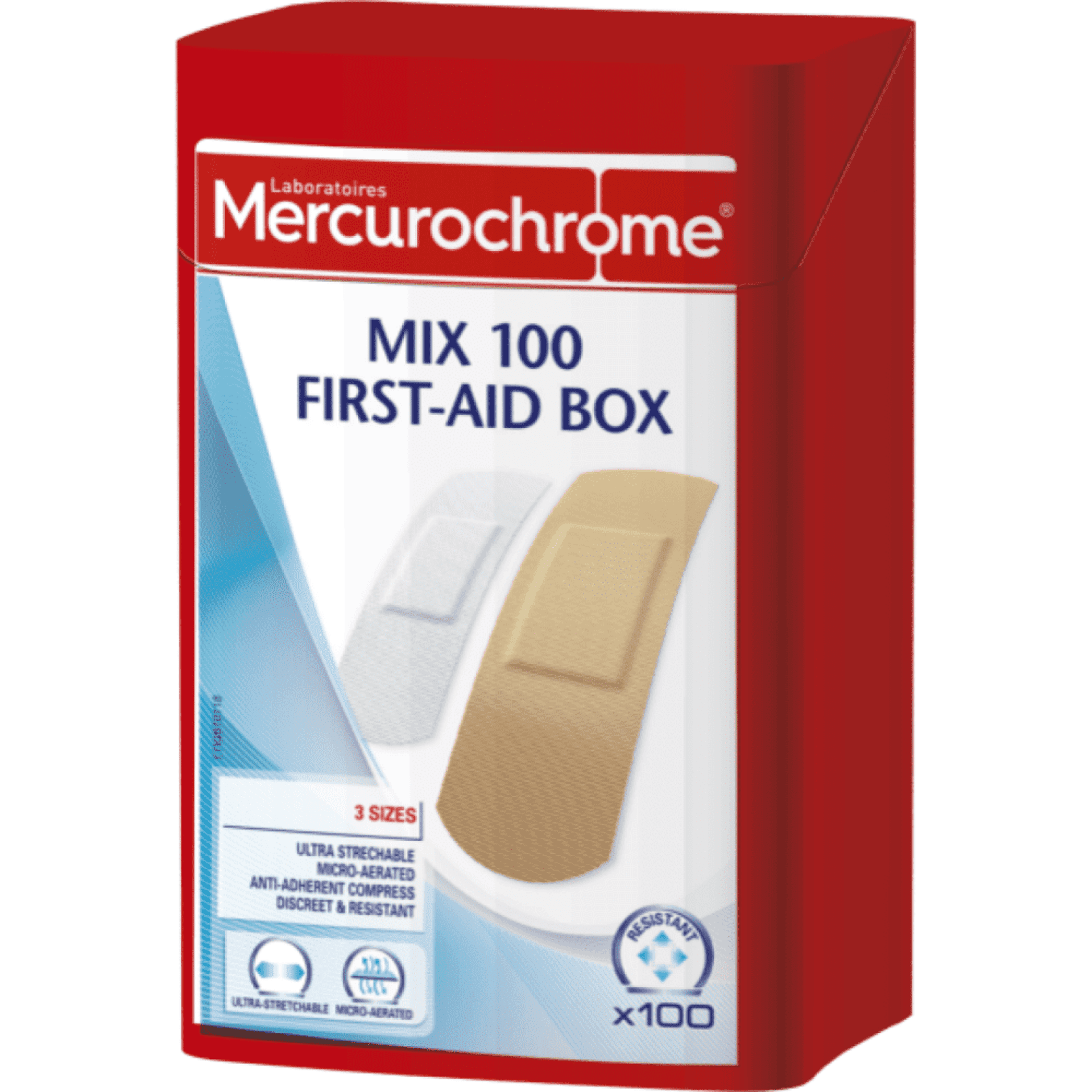 Mercurochrome Coffret Premiers Secours Mix 100 pièces