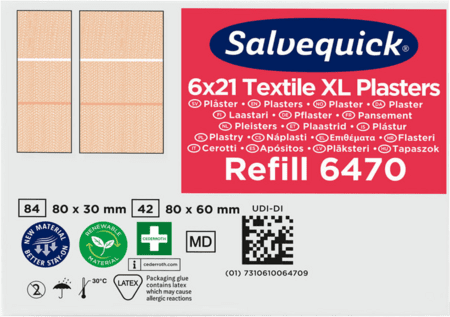 Salvequick Pleisters Navulling XL Textiel Salvequick Pleisters Navulling XL Textiel