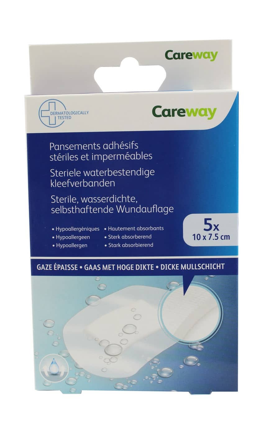 Careway Steriele Waterbestendige Kleefverbanden 7,5 cm x 10 cm Careway Steriele Waterbestendige Kleefverbanden 7,5 cm x 10 cm