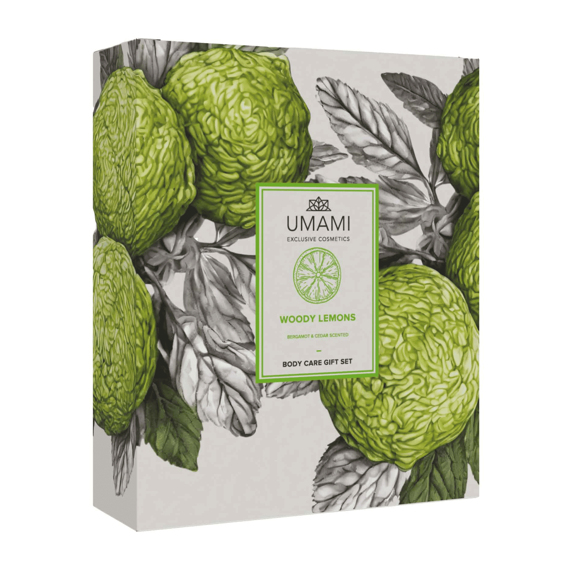 Umami Woody Lemons Geschenkset Douche Klein