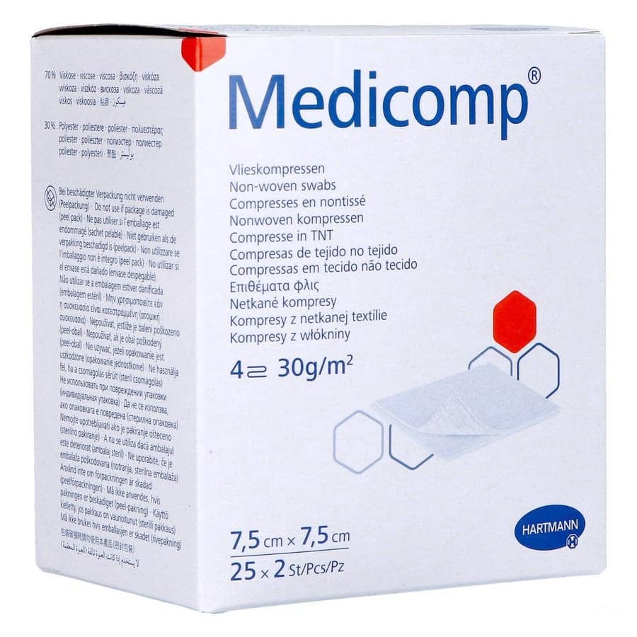 Medicomp Cp Ster 4pl 7,5x7,5cm 30g 25x2 Medicomp Cp Ster 4pl 7,5x7,5cm 30g 25x2
