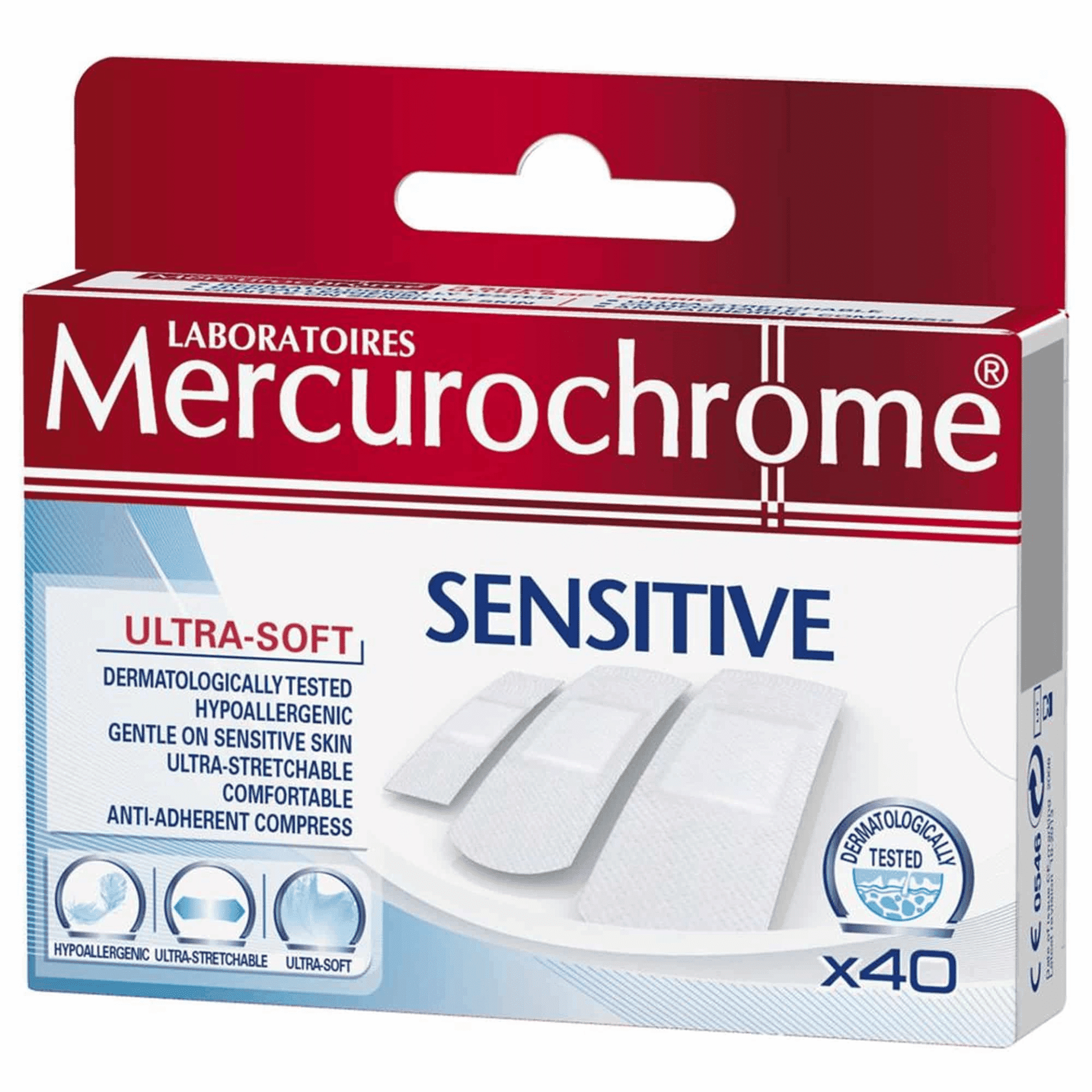 Mercurochrome Pleisters Sensitive 40 stuks Mercurochrome Pleisters Sensitive 40 stuks