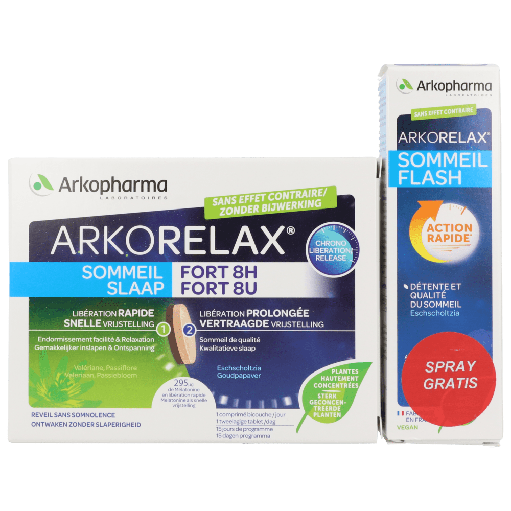 Arkorelax Slaap Fort 8u + Gratis Flash Spray Arkorelax Slaap Fort 8u + Gratis Flash Spray