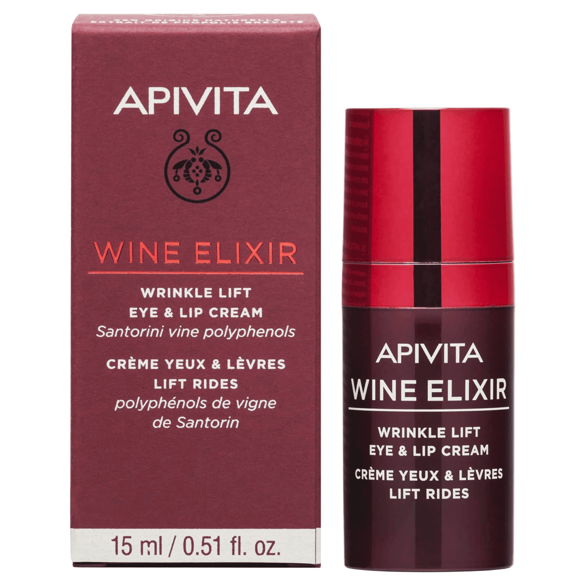 Apivita Wine Elixir Crème Anti-Âge Yeux et Lèvres 15 ml