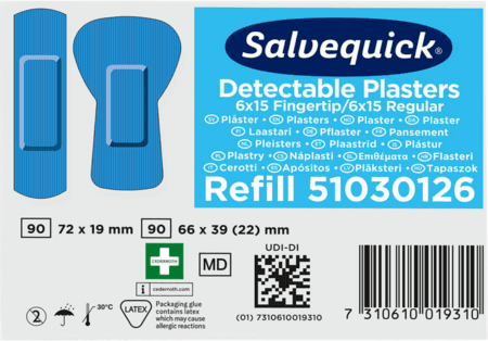 Salvequick Pleisters Navulling Blauw Vingertop