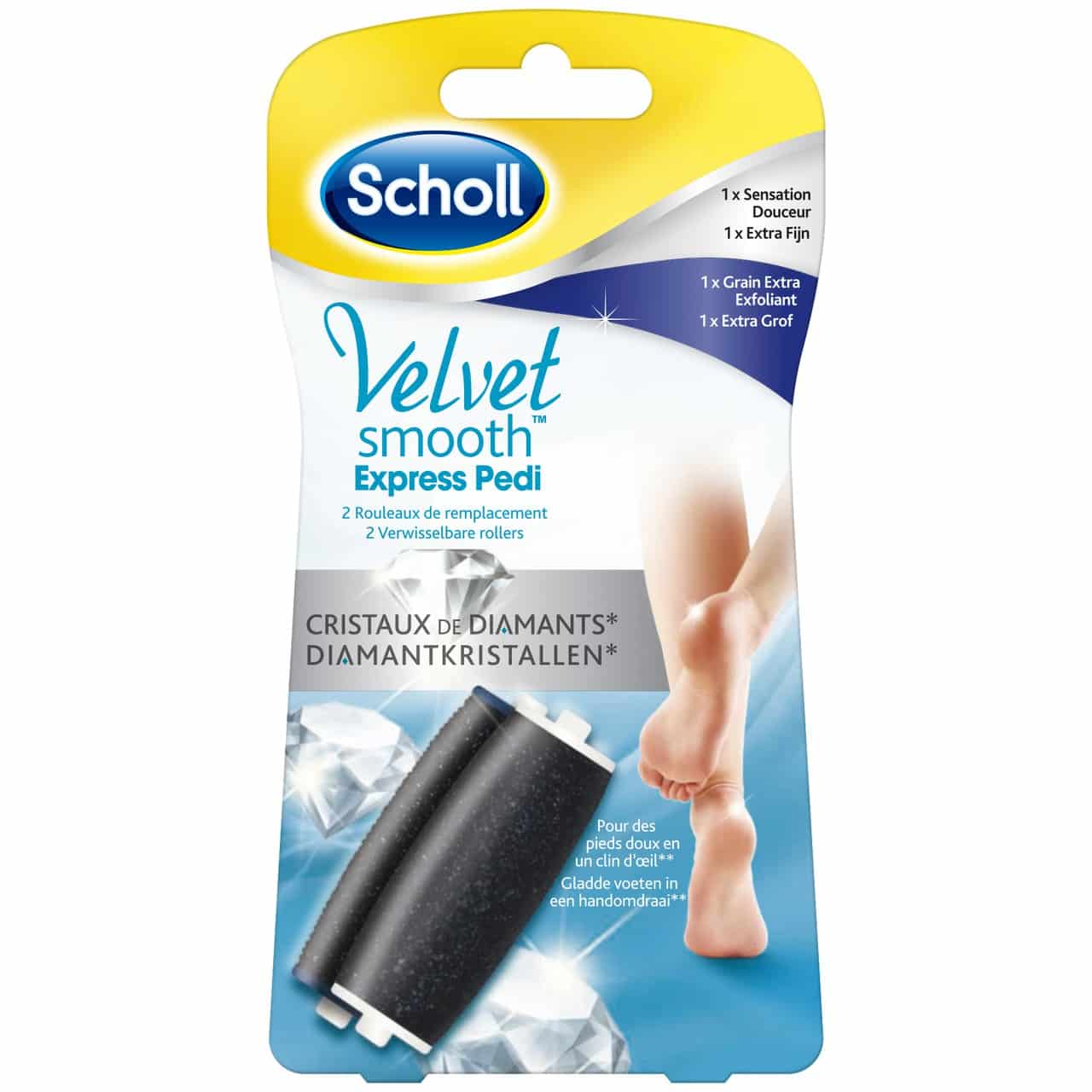 Scholl Velvet Smooth Express Pedi Navulling Extra Grof + Extra Fijn Scholl Velvet Smooth Express Pedi Navulling Extra Grof + Extra Fijn