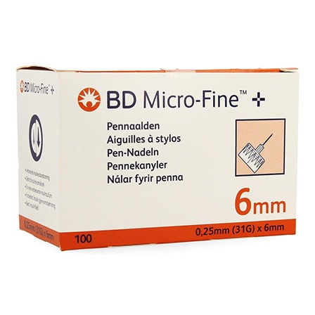 BD Microfine+ Pennaald 0,25 mm x 6 mm