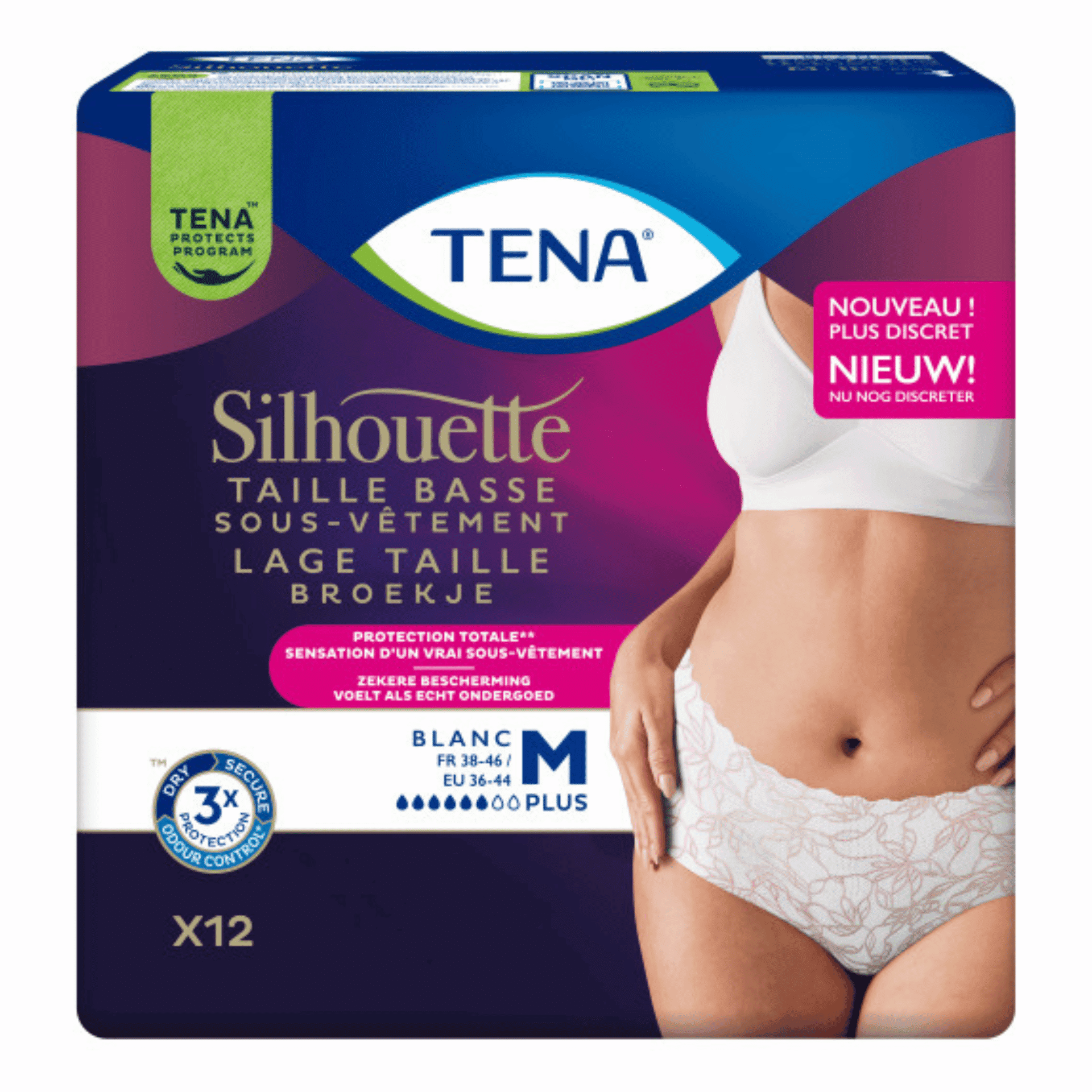 Tena Silhouette Plus Blanc Taille Basse M12 780103 Tena Silhouette Plus Blanc Taille Basse M12 780103