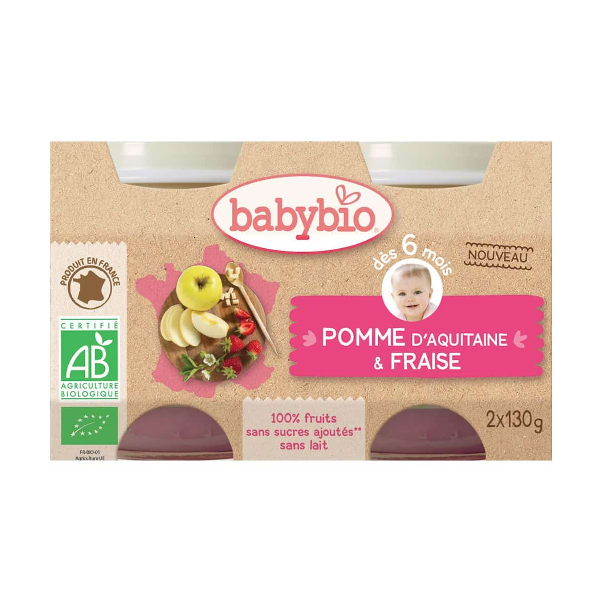 Babybio Bipack Dessert Appel/Aardbei 6+