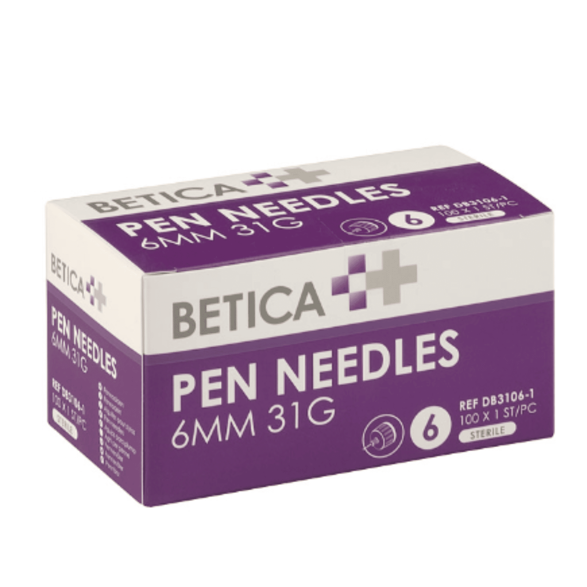 Betica Pennaalden 6 mm x 31 g steriel 100 stuks Betica Pennaalden 6 mm x 31 g steriel 100 stuks