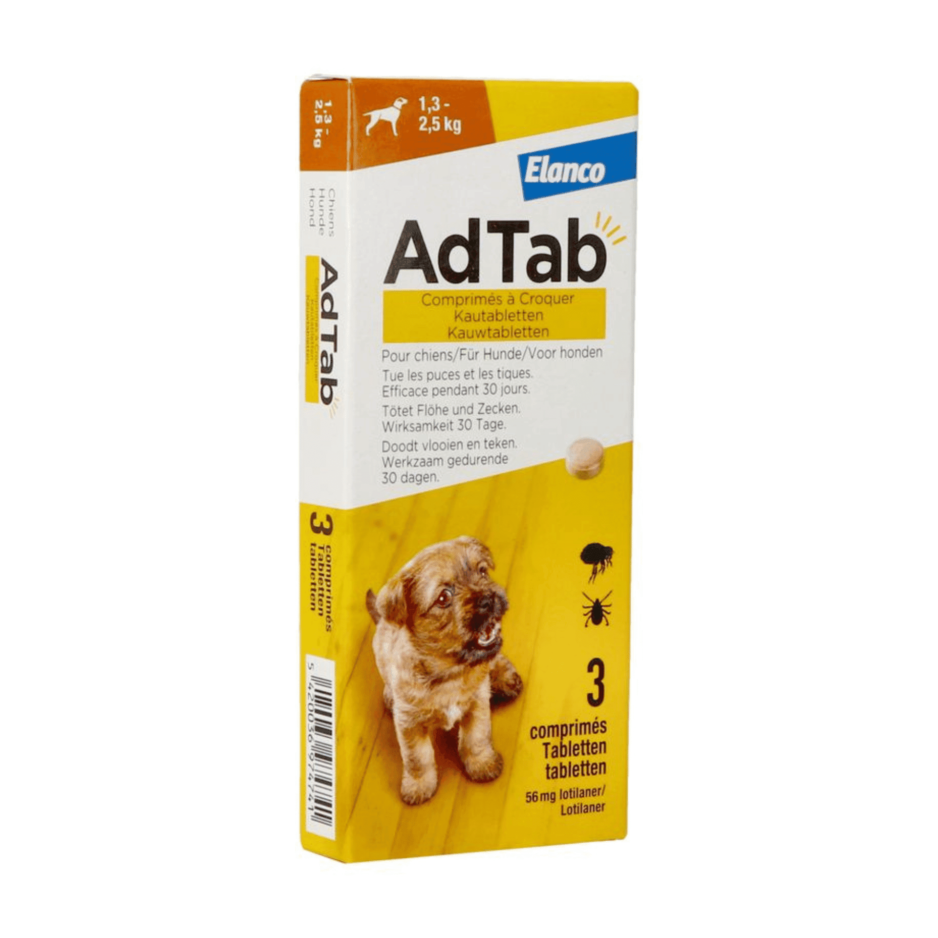 Adtab 56mg Chien >1,3kg-2,5kg Comp A Croquer 3 Adtab 56mg Chien >1,3kg-2,5kg Comp A Croquer 3