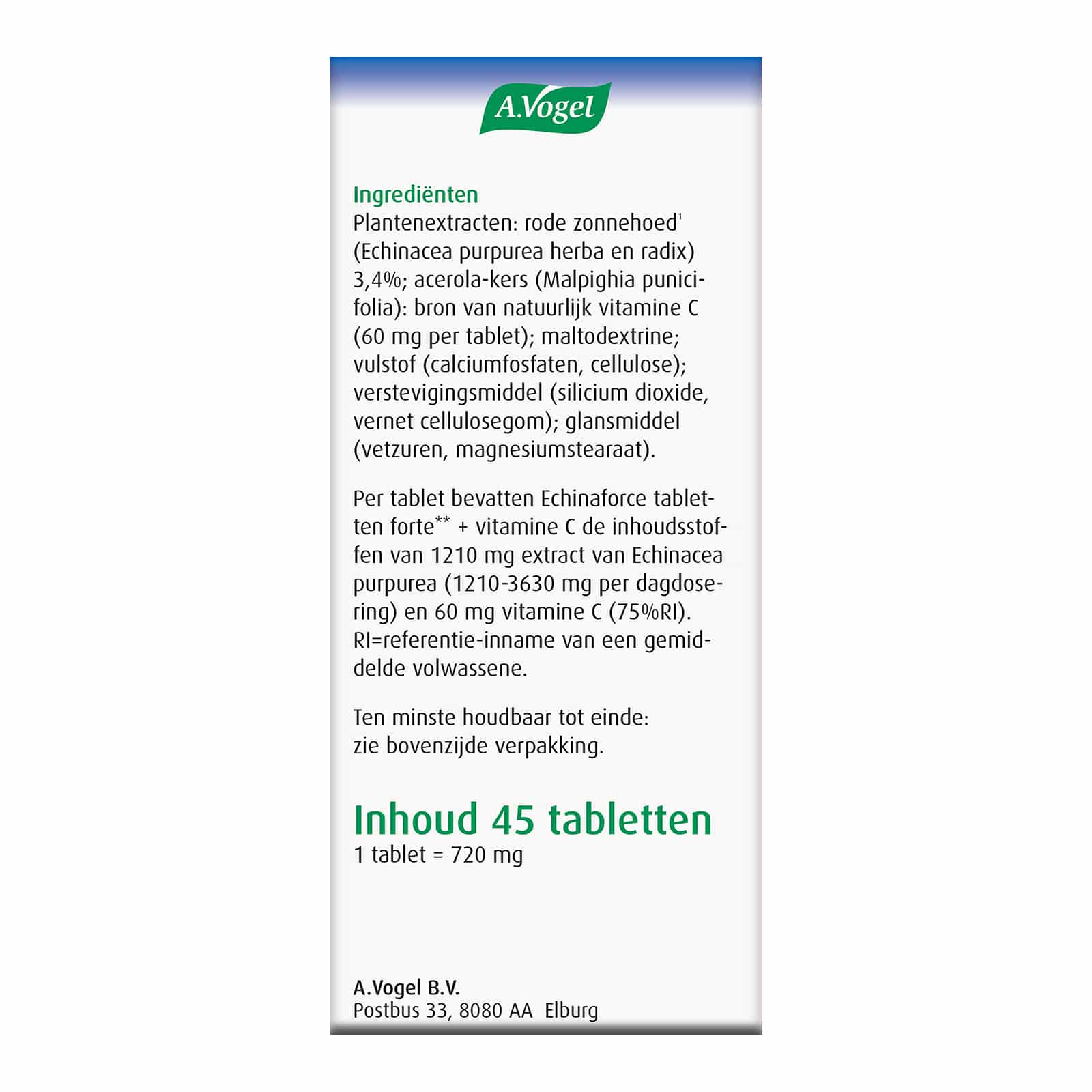 A. Vogel Echinaforce Forte + Vitamine C A. Vogel Echinaforce Forte + Vitamine C