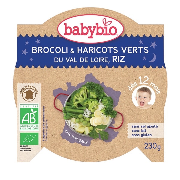 Babybio Mon P'tit Plat Slaap Lekker Broccoli/Boontjes/Rijst 12+