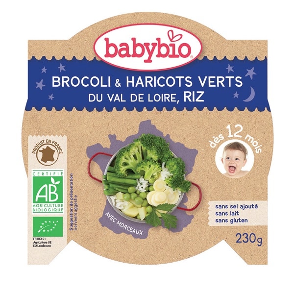 Babybio Mon P'tit Plat Slaap Lekker Broccoli/Boontjes/Rijst 12+ Babybio Mon P'tit Plat Slaap Lekker Broccoli/Boontjes/Rijst 12+