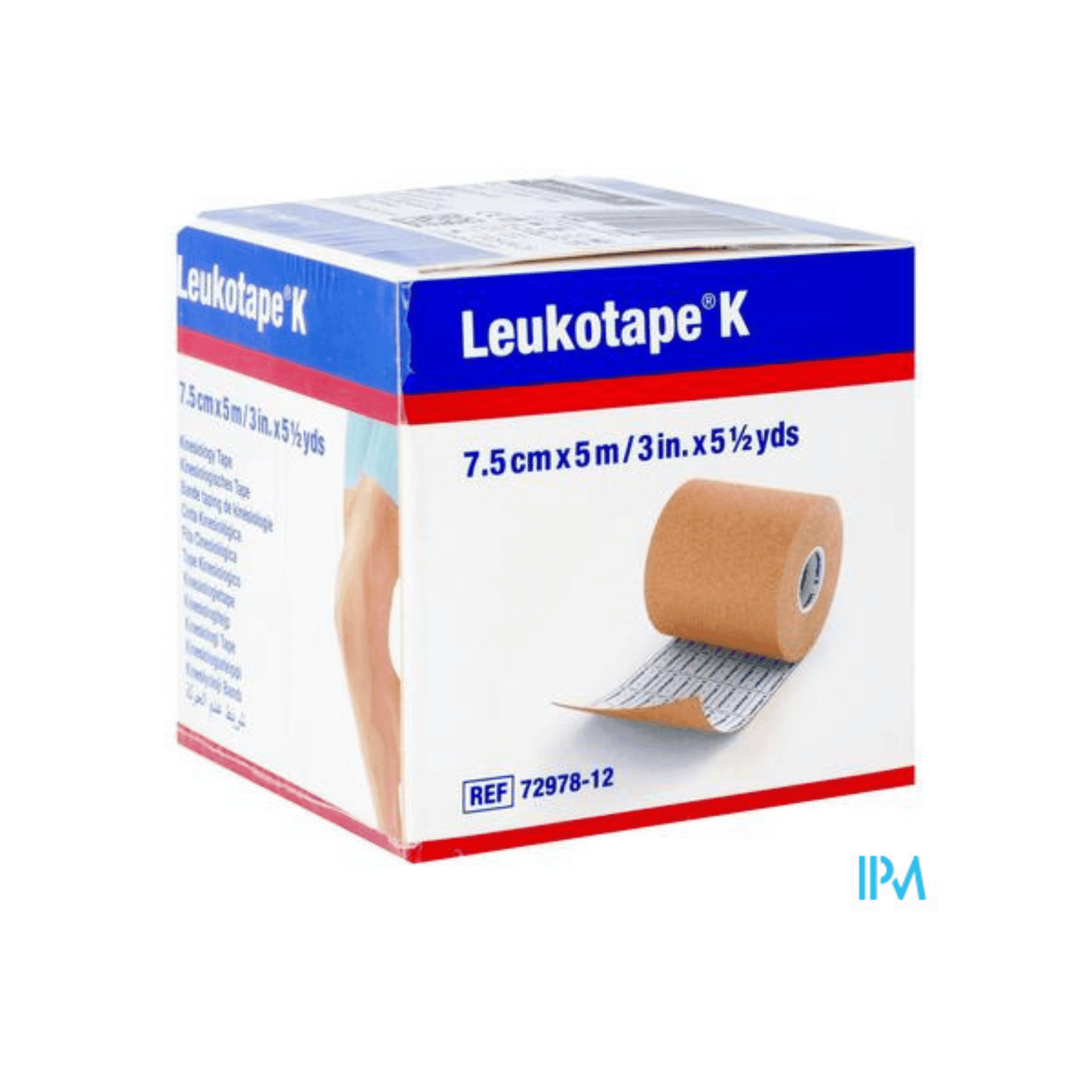 Leukotape K Elastische Kleefwindel Huid 7,5 cm x 5 m