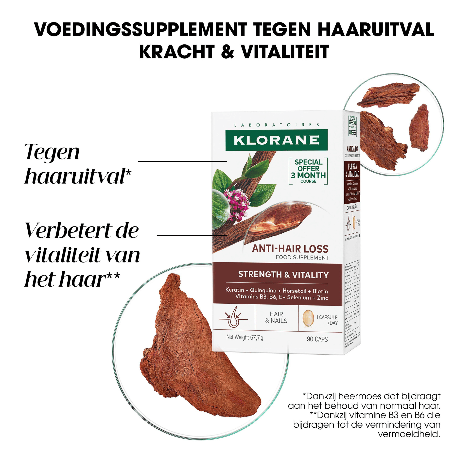 Klorane Kinine Supplement tegen Haarverlies